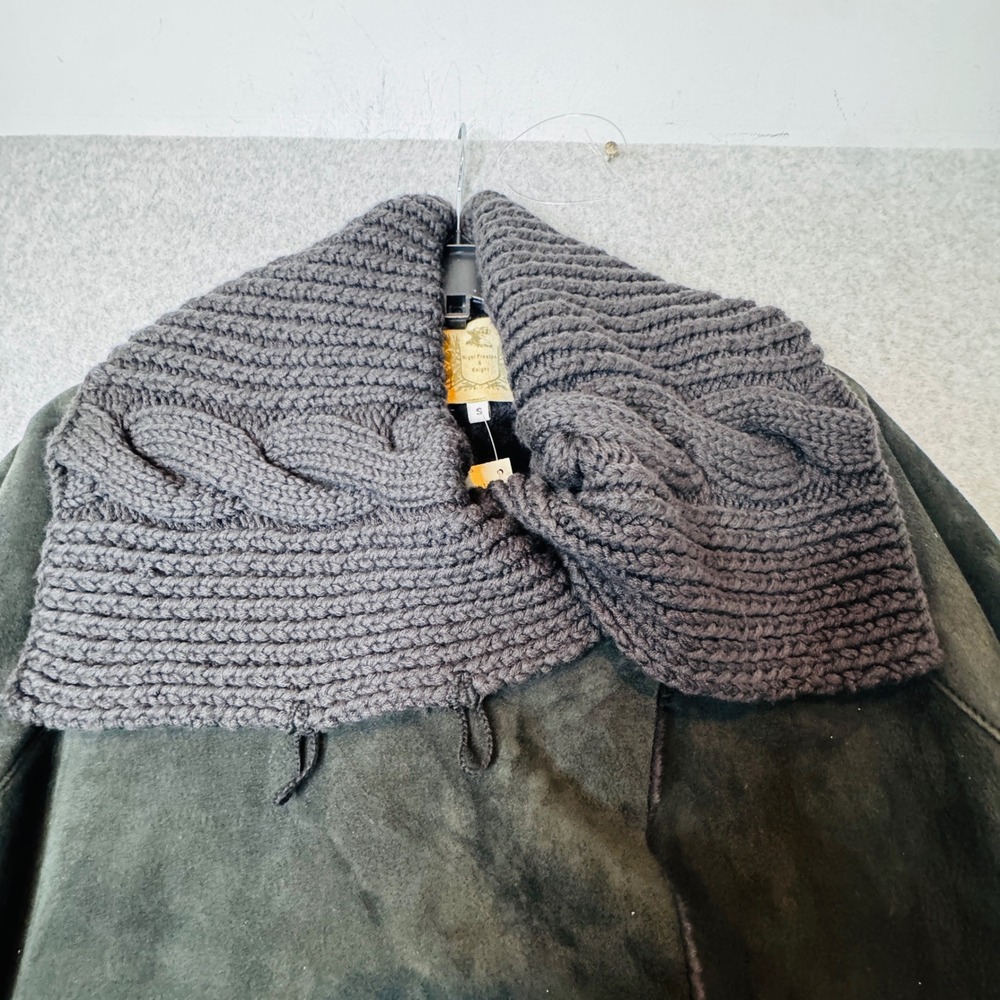 Nigel Preston & Knight Lambskin Shearling Knit Scarf Collar Designer Coat‎ Small - Picture 2 of 14